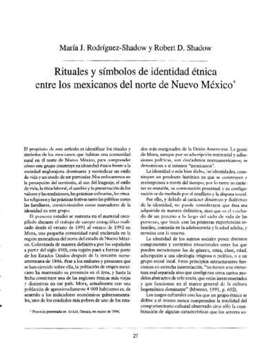 Rituales y símbolos de identidad étnica entre los mexicanos del norte de Nuevo México