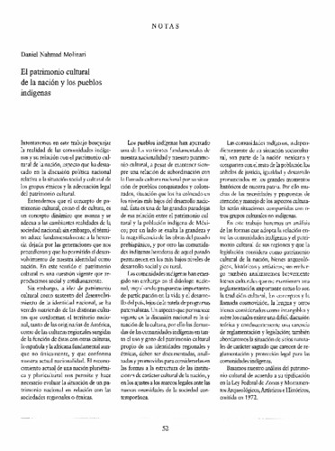 El patrimonio cultural de la nación y los pueblos indígenas