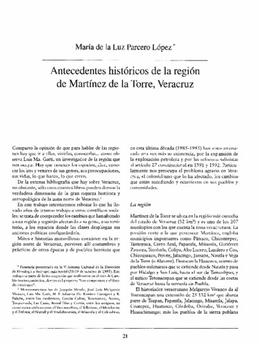 Antecedentes históricos de la región de Martínez de la Torre, Veracruz
