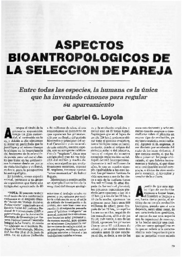 Aspectos bioantropológicos de la selección de pareja