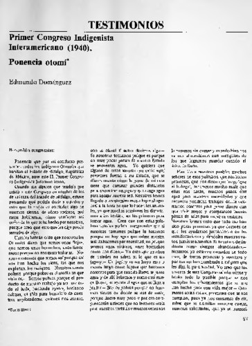 Primer Congreso Indigenista Interamericano (1940). Ponencia otomí