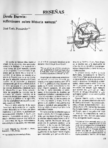 Desde Darwin: reflexiones sobre historia natural