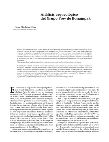 Análisis arqueológico del Grupo Frey de Bonampak