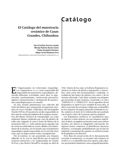 El Catálogo del muestrario cerámico de Casas Grandes, Chihuahua