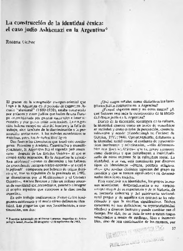 La construcción de la identidad étnica: el caso judío Ashkenazi en la Argentina