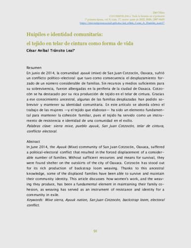 Huipiles e identidad comunitaria: el tejido en telar de cintura como forma de vida