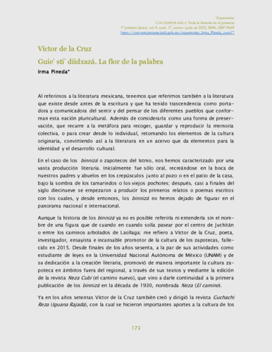 Víctor de la Cruz. Guie’ sti’ diidxazá. La flor de la palabra