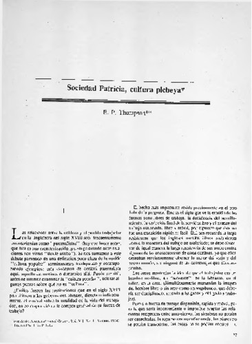 Sociedad Patricia, cultura plebeya