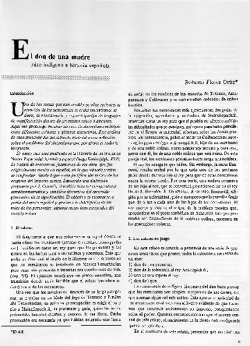 El don de una madre mito indígena e historia española