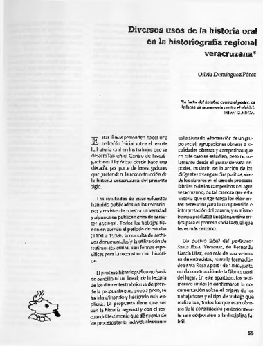 Diversos usos de la historia oral en la historiografía regional veracruzana