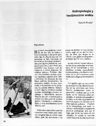 Antropología y testimonios orales