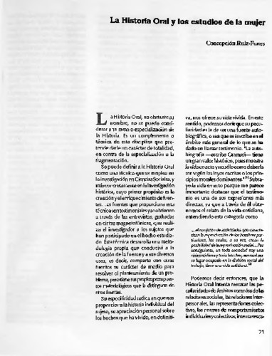 La Historia Oral y los estudios de la mujer