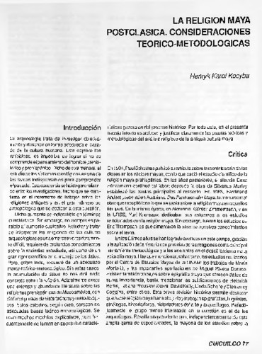 La religión maya postclásica. Consideraciones teorico-metodológicas