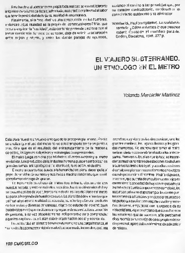 El viajero subterráneo. Un etnólogo en el metro