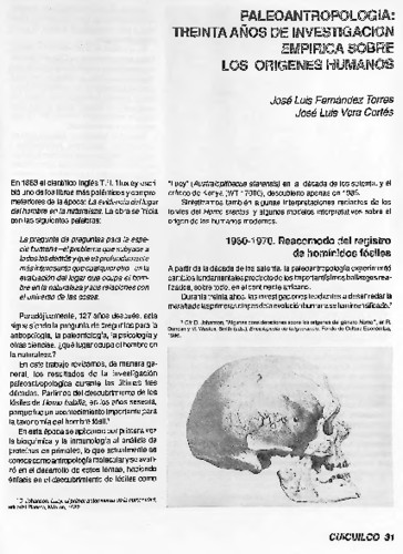 Paleoantropología: treinta años de investigación empírica sobre los orígenes humanos