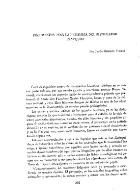 Documentos para la biografía del historiador Clavijero.