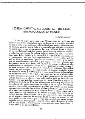 Ligera orientación sobre el problema antropológico en México.