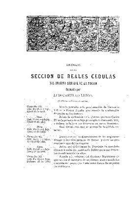 Índice de la sección de reales cédulas del Archivo General de la Nación (periodo de la Independencia).