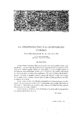 La antropología física y la antropometría en México, notas históricas