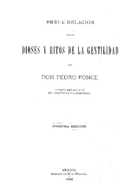 Breve relación de los dioses y ritos de la gentilidad. 1892.