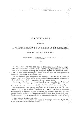 Materiales para servir a la antropología de la Península de California.
