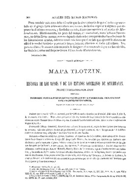 Mapa de Tlotzin. Historia de los reyes y de los estados soberanos de Acolhuacan.