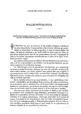 Paleontología.- I. Consideraciones generales sobre la ciencia. Introducción al estudio de la paleontología mexicana.