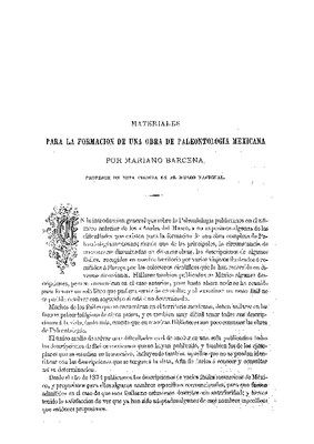 Paleontología.- II. Materiales para la formación de una obra de paleontología mexicana.