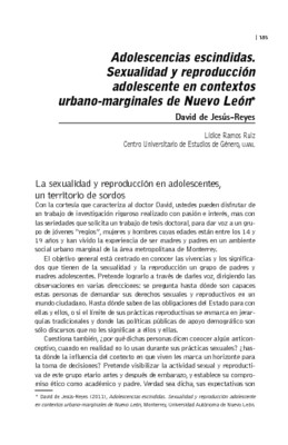 Adolescencias escindidas. Sexualidad y reproducción adolescente en contextos urbano-marginales de Nuevo León
