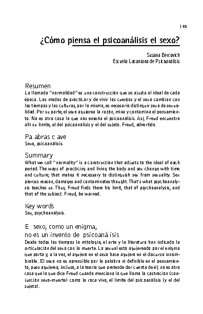 ¿Cómo piensa el psicoanálisis el sexo?