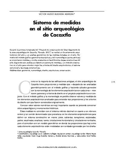 Sistema de medidas en el sitio arqueológico de Cacaxtla