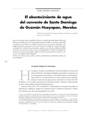 El abastecimiento de agua del convento de Santo Domingo de Guzmán, Hueyapan, Morelos