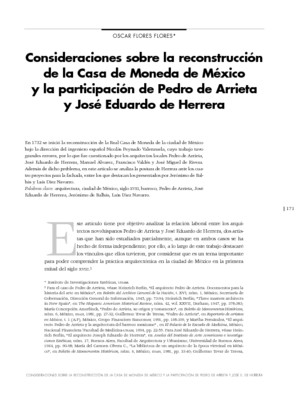 Consideraciones sobre la reconstrucción de la Casa de Moneda de México y la participación de Pedro de Arrieta y José Eduardo de Herrera