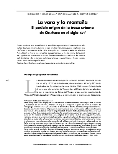 La vara y la montaña. El posible origen de la traza urbana de Ocuituco en el siglo XVI