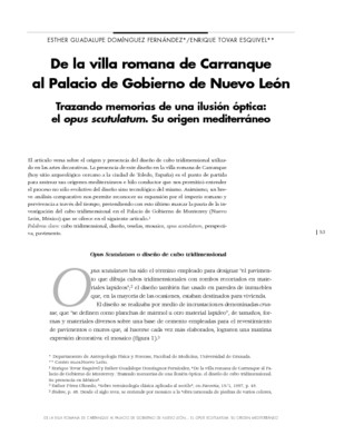 De la villa romana de Carranque al Palacio de Gobierno de Nuevo León. Trazando memorias de una ilusión óptica: el opus scutulatum. Su origen mediterráneo