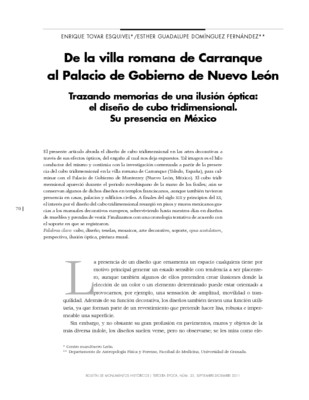 De la villa romana de Carranque al Palacio de Gobierno de Nuevo León. Trazando memorias de una ilusión óptica: el diseño de cubo tridimensional. Su presencia en México