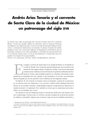Andrés Arias Tenorio y el convento de Santa Clara de la ciudad de México: un patronazgo del siglo XVII