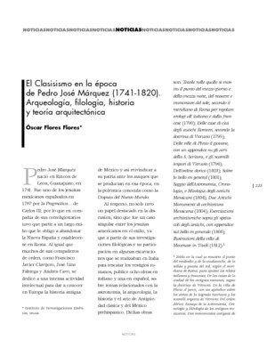 El Clasisismo en la época de Pedro José Márquez (1741-1820). Arqueología, filología, historia y teoría arquitectónica