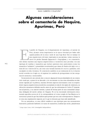 Algunas consideraciones sobre el cementerio de Haquira Apurímac, Perú