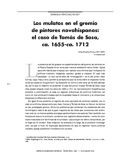 Los mulatos en el gremio de pintores novohispanos: el caso de Tomás de Sosa, ca. 1655-ca. 1712
