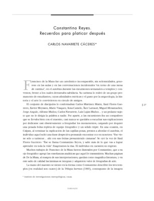 Constantino Reyes. Recuerdos para platicar después