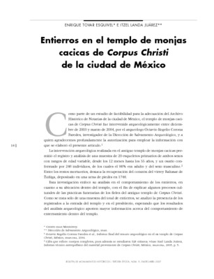 Entierros en el templo de monjas cacicas de Corpus Christi de la Ciudad de México