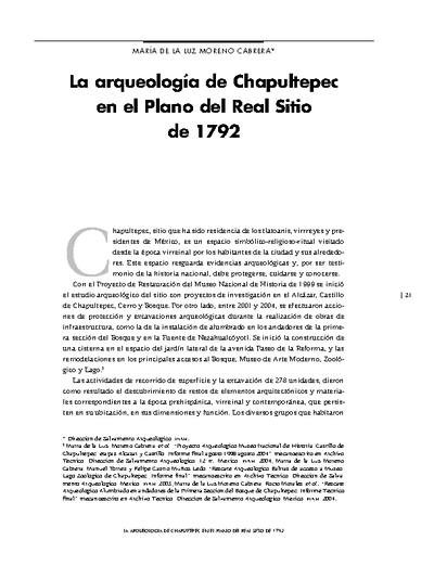 La arqueología de Chapultepec en el Plano del Real Sitio de 1792