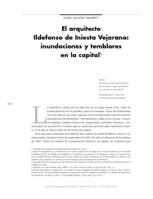 El arquitecto Ildefonso de Iniesta Vejarano : inundaciones y temblores en la capital