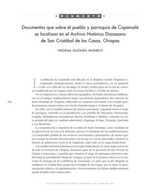 Documentos que sobre el pueblo y parroquia de Copainalá se localizan en el Archivo Histórico Diocesano de San Cristóbal de las Casas, Chiapas