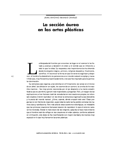 La sección áurea en las artes plásticas