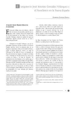 El arquitecto José Antonio González Velázquez y el Neoclásico en la Nueva España