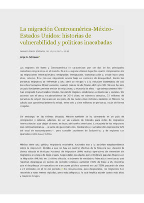 La migración Centroamérica-México-Estados Unidos: historias de vulnerabilidad y políticas inacabadas