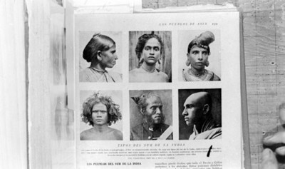 Ilustración de la diversidad étnica en el sur de la India, reprografía