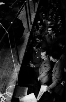 Manuel Ávila Camacho en la inauguración de la rotativa de La Prensa
